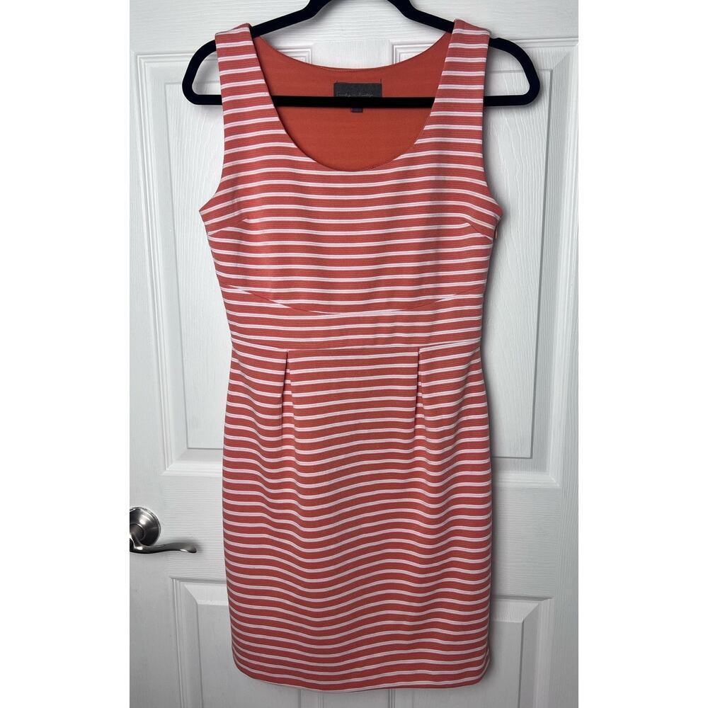 Sunday in Brooklyn Anthropologie Peach Striped Dress Orange White Sleeveless Sm